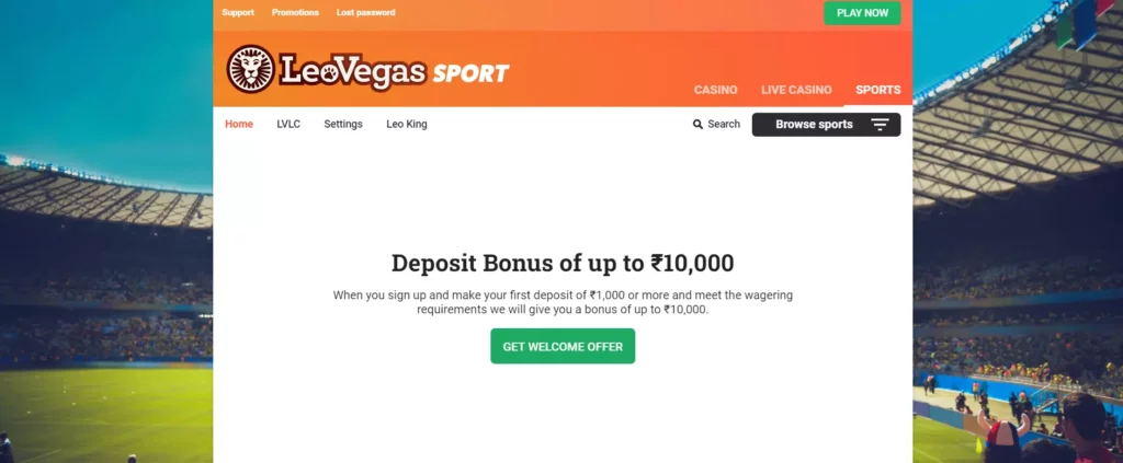 An Image Offer of LeoVegas Sports.