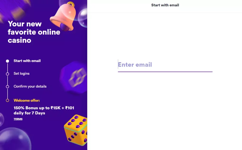 On this image showing sign up process