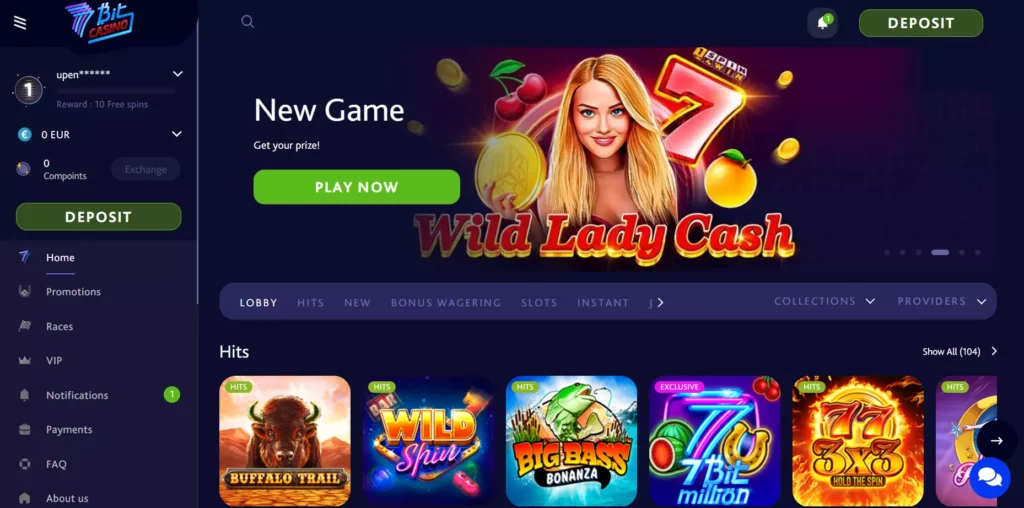 Homepage Of 7Bit Casino