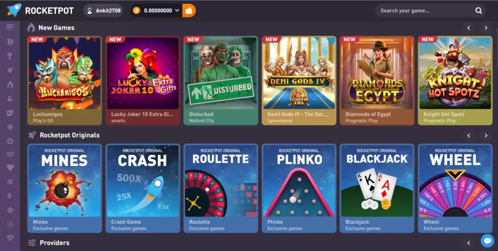 Homepage Of Rocketpot Casino