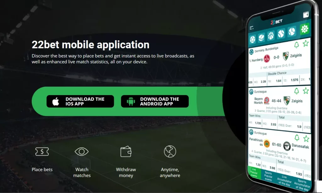 22bet Mobile Applications