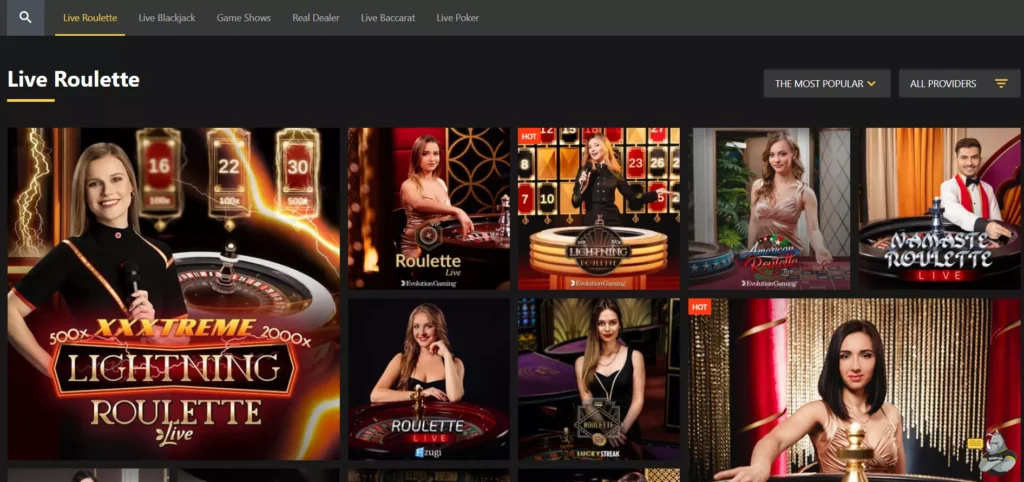 Live Casino Has Many Multiple Casino Games.
